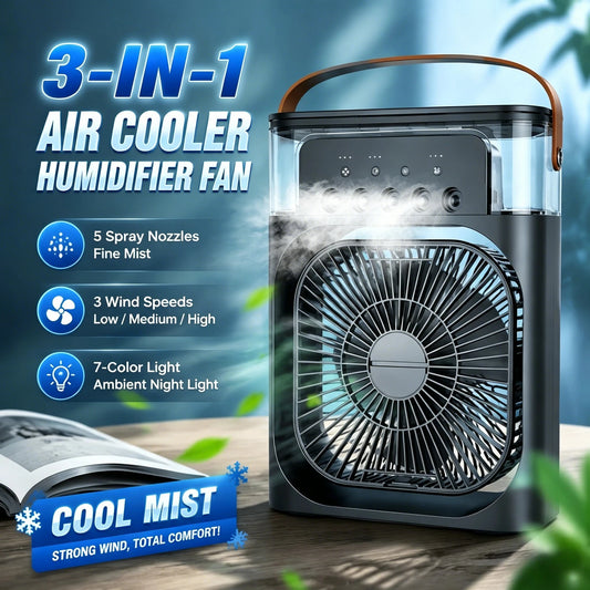 Portable Fan Air Conditioners USB Electric Fan Air Cooler LED Night Light Water Mist Fun 3 in 1 Air Humidifier for Home