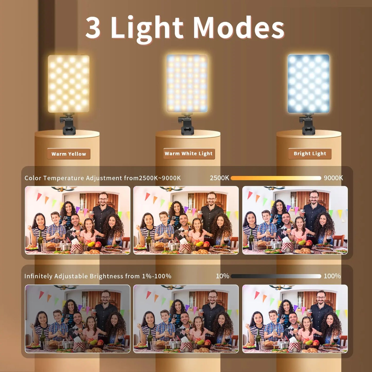 Portable Rechargeable LED Clip-On Selfie Light