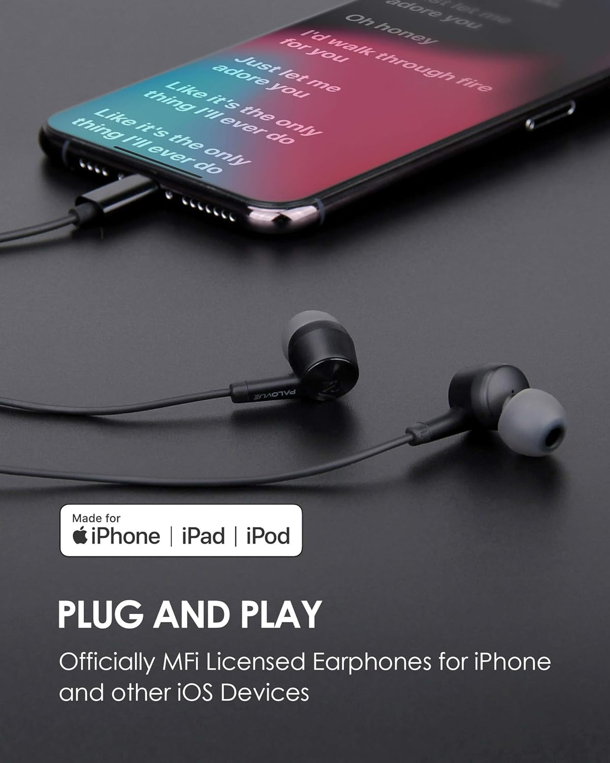 Lightning Headphones Earphones Mfi Certified Compatible with Iphone 14 13 12 11 Pro Max Iphone X XS Max XR Iphone 8 plus Iphone 7 plus with Microphone Controller Sweetflow Black